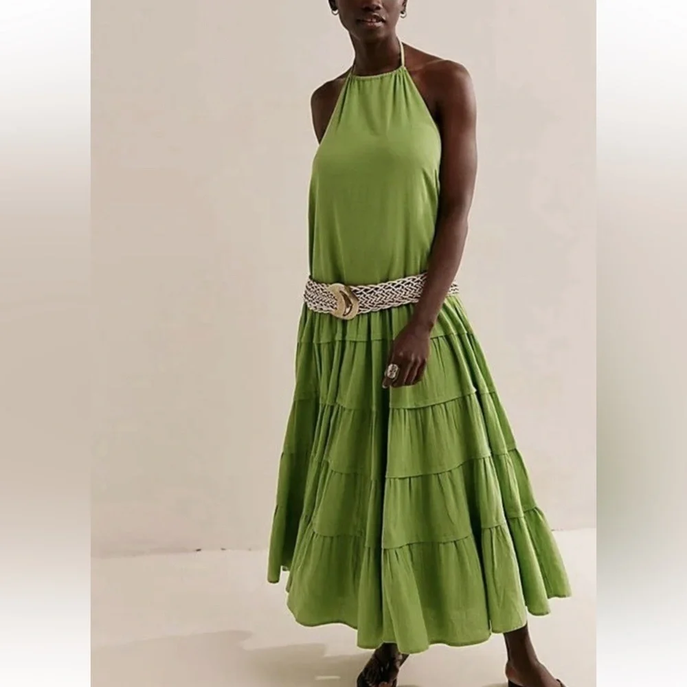 NWOT Free People Somewhere Sunny Drop Waist Maxi Dress! Size S - Picture 1 of 6